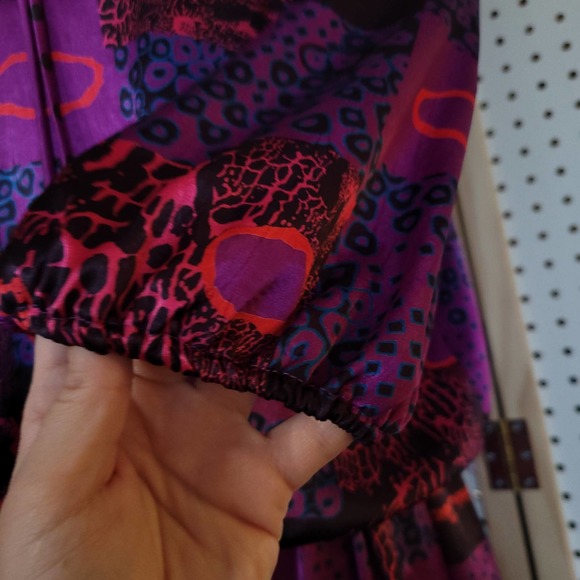 -Vintage Diane Freis Silk 2 Piece Dress Purple Red - Picture 10 of 16